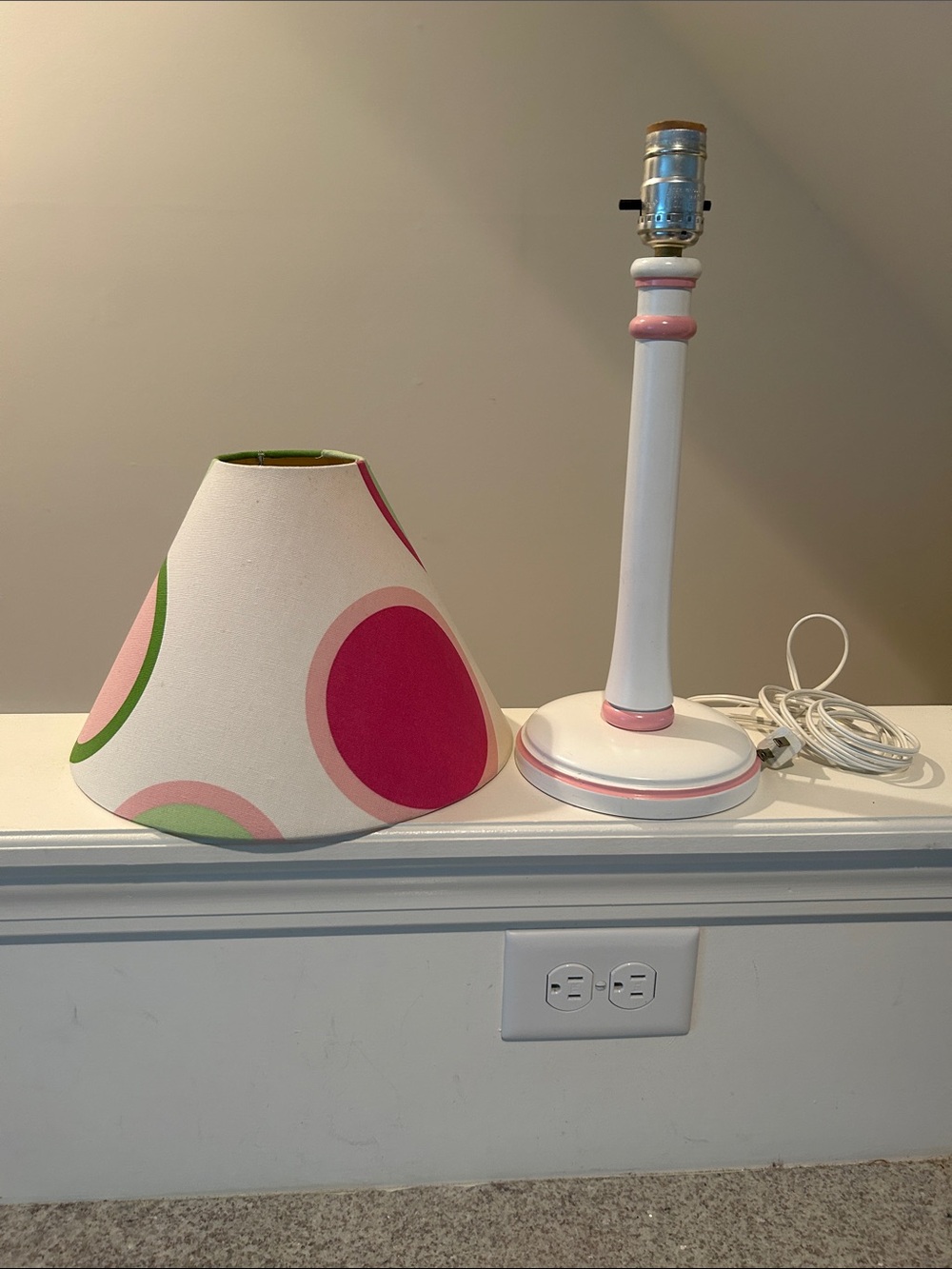 Laura Ashley Round Lamp Base with Black Felt Bottom and Pink Edge